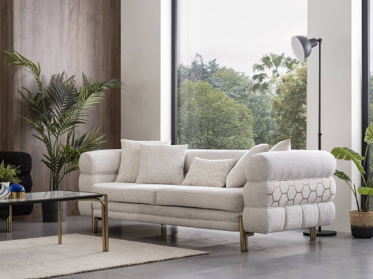 Weißer Dreisitzer Luxus 3-Sitzer Wohnzimmer Designer Sitzmöbel Sofas  