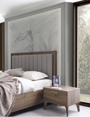 Garnitur Komplette Doppelbett Holz 5tlg Schlafzimmer Braun Bett Modern