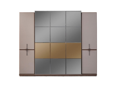 Kleiderschrank Garderobenschrank Design Holzschrank mit Spiegel Grau