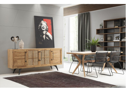 Essgruppe Essecke Esszimmer Esstisch Stühle Set 5tlg Braun Holz Modern