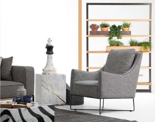 Sofagarnitur 431 Sitzer Sofa Modern Stoff Set Grau Gruppe Wohnzimmer