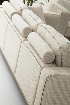 Sofa Viersitzer 4 Sitzer Stoff Sofas Modern Design Wohnzimmer Beige