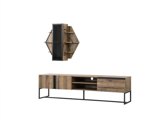 Gruppe TV Ständer Schrank RTV Lowboard Wohnzimmer Regale Braun Holz