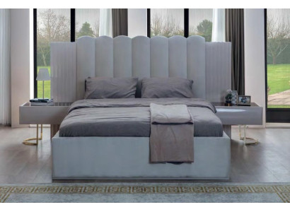 Weißes Schlafzimmer Set Bett Nachttische Holzgestell Doppelbett 3tlg
