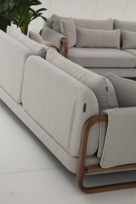 Sofa 4 Sitzer Viersitzer Modern Stoff Grau Sofas Design Wohnzimmer Neu
