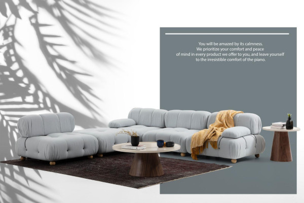 Ecksofa Sofa Stoff Wohnzimmer Sofas Eck Grau Modern Polyester Design