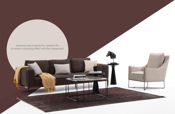 Dreisitzer Sofa 3 Sitzer Stoff Modern Sofas Design Wohnzimmer Grau