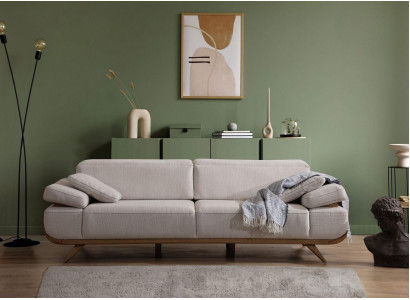Hellbeiges Textilsofa Designer Polstersofas Wohnzimmer Couchen 3-Sitzer