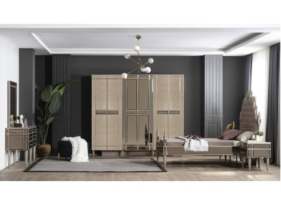 Schlafzimmer Komplettes Bett 2x Nachttische Kommode mit Spiegel 5tlg