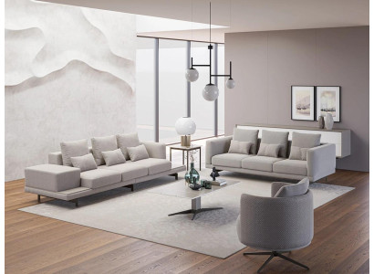 Polstermöbel Komplett 2x Sofa Dreisitzer Couch Wohnzimmer Sessel Polster Stoff
