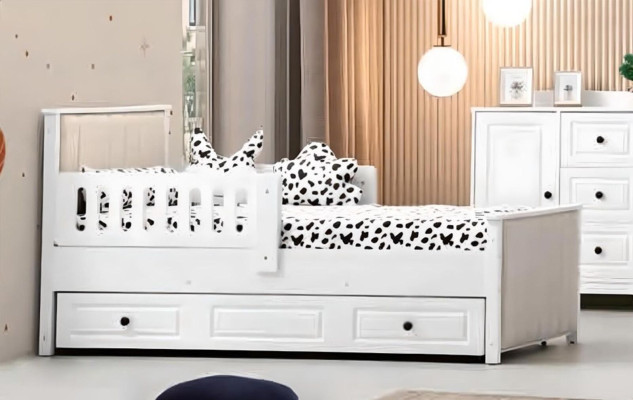 Kinderbett Holzbett Funktionsbett Ausziehbares Bett 200 Holz Weiß