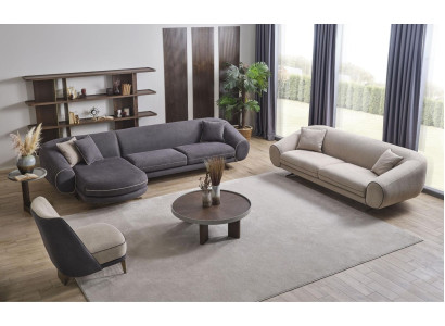 Wohnzimmer Luxus Set Ecksofa- L-Form 3+1 Sitzer Couchtisch Beistelltisch