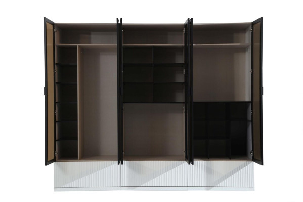 Kleiderschrank Schrank Holz Modern Weiß Spiegel Kleider Schlafzimmer