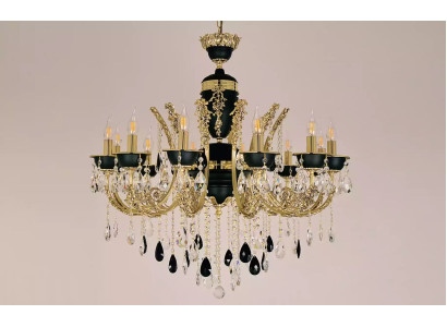 Lampe Kronleuchter Deckenleuchter Luxus Deckenlampe Lüster Kristall Schwarz