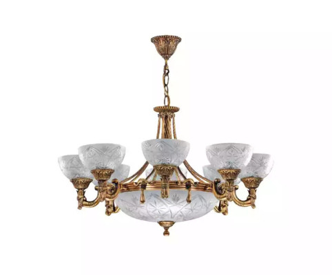 Deckenlampe Lüster Deckenleuchter Lampe Kronleuchter Glas Gold Grau