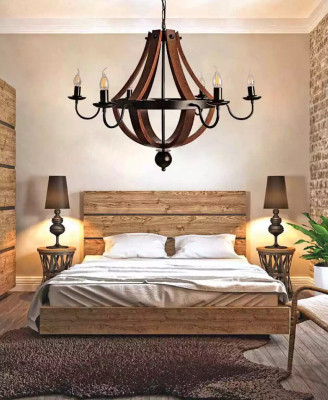 Braune Kronenkronleuchter Deckenleuchter Holz Kronleuchter Lampe Lüster