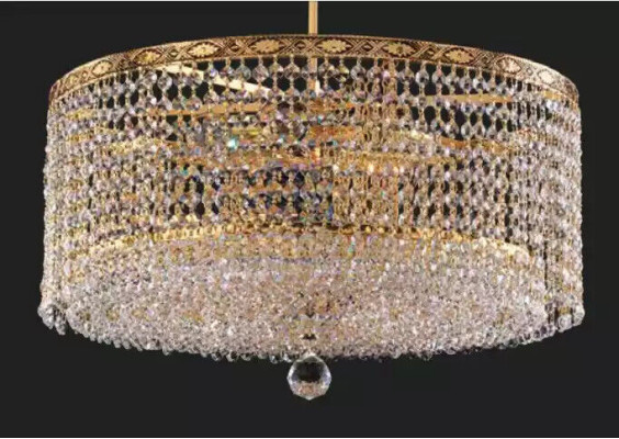 Lüster Deckenleuchter Luxus Gold Kronleuchter Runde Deckenlampe Kristall Art