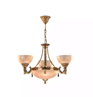 Deckenlampe Lüster Deckenleuchter Lampe Kronleuchter Glas Gold Beige