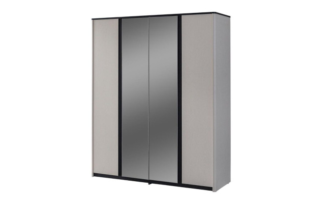 Grauer Schlafzimmerschrank Designer Spiegelschrank Holz Kleiderschrank