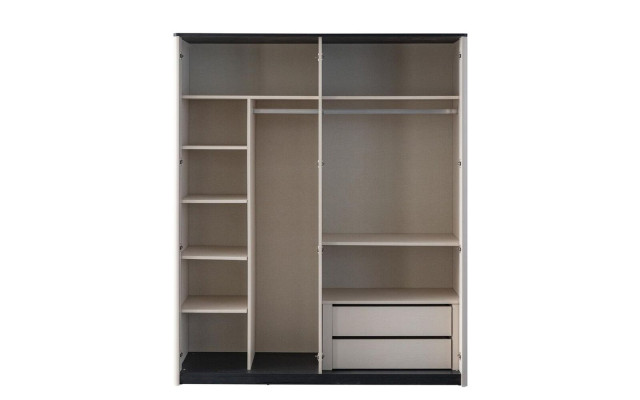 Grauer Schlafzimmerschrank Designer Spiegelschrank Holz Kleiderschrank