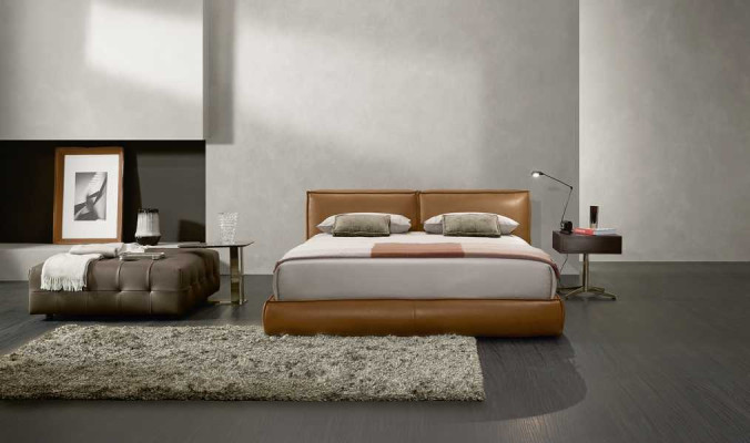 Doppelbett Polster Bett Luxus Schlafzimmer Betten Doppel Bettrahmen Braun Möbel