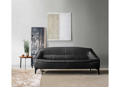 Dreisitzer Luxus Sofa 3 Sitzer Sofas Sitz Leder Design Couch Möbel Stil Schwarz