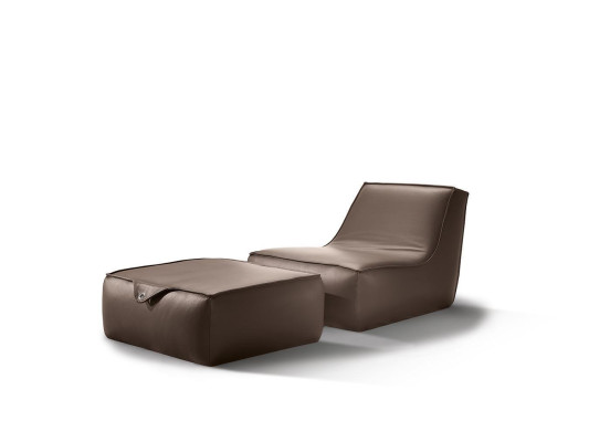 Design Sessel Hocker Luxus Einsitzer Modern Grau Leder Möbel Einsitzer Prianera