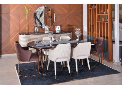 Komplette Esszimmer Essgruppe Essecke Tisch Stühle Braun Set 7tlg Holz