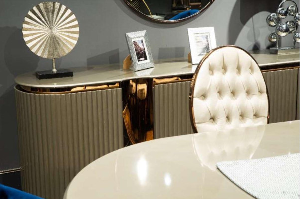 Luxus Esszimmer Essgruppe Essecke Esstisch Stühle Beige Set 9tlg Holz