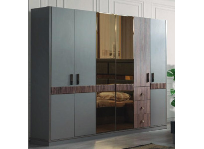 Grauer Großer Kleiderschrank Schlafzimmer Holzschränke Luxus Möbel Neu