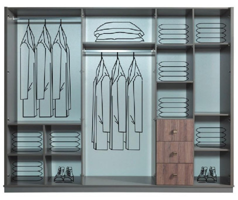 Grauer Großer Kleiderschrank Schlafzimmer Holzschränke Luxus Möbel Neu