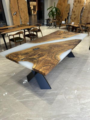 Groß Esszimmertisch Esstisch Epoxidharz Küchentisch Tisch Holz Braun