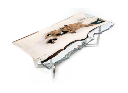 Esstisch Epoxidharz Küchentisch Esszimmertisch Tisch 220 cm Holz Weiß