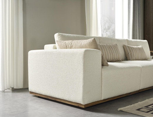 Weißes Ecksofa L-Form Couch Couchtisch Luxus Stoffmöbel Weiß Design Neu