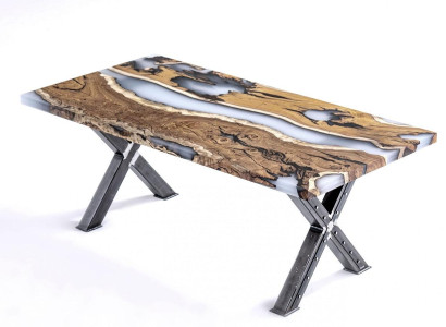 Küchentisch Esstisch Epoxidharz Esszimmertisch Tisch 160 cm Holz Braun