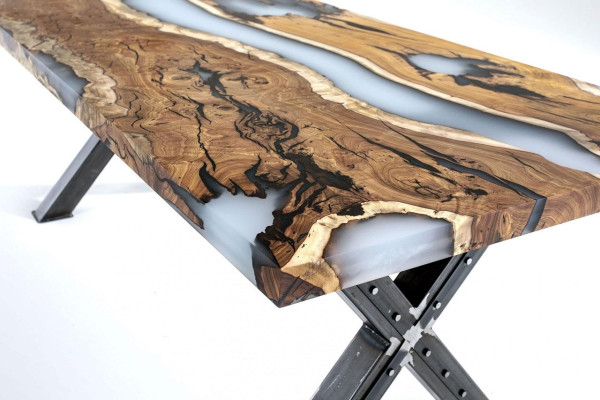Küchentisch Esstisch Epoxidharz Esszimmertisch Tisch 160 cm Holz Braun