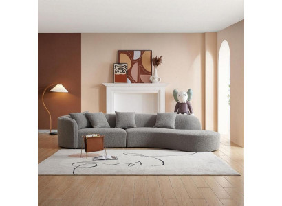 Grauer Fünfsitzer Luxus Sofa Große Wohnlandschaft Moderne Möbel Neu