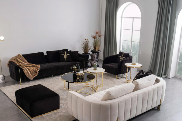 Großer Weißer Fünfsitzer Luxus Sofa Wohnlandschaft Wohnzimmer Modern