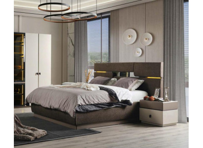 Schlafzimmer Set Luxus Bett braun Farbe und 2x Nachttische 3 Stück neu