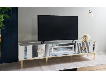 Sideboard RTV Lowboard TV Ständer Holz Weiß Wohnzimmer Tisch Schrank