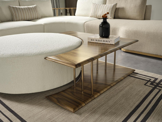 Couchtisch Tisch Beistelltisch Wohnzimmer Modern Weiß Rund Stoff Holz