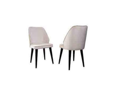 Weißer Polsterstuhl Luxus Esszimmer Einsitzer Holzfüße Designer Möbel