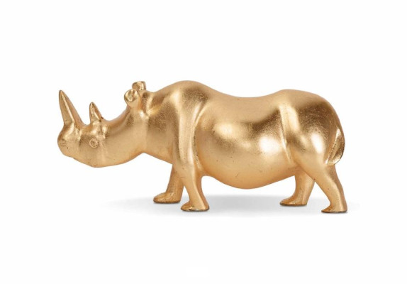 Messing Nashorn Dekoration Figur Skulptur gold Afrika neu Farbe Gold