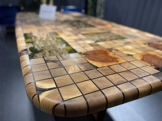 Esstisch Epoxidharz Esszimmertisch Mosaik Tisch 90 cm Holz Braun Neu 