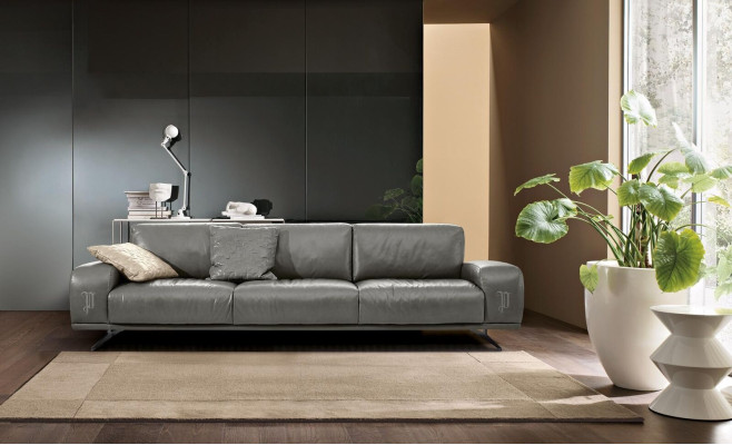 Sofa 3 Sitz Luxus Möbel Wohnzimmer Leder Couch Dreisitzer Grau Design Prianera