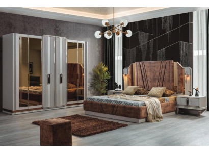 Exklusives Schlafzimmer Set Doppelbett 2x Nachttische Kleiderschrank