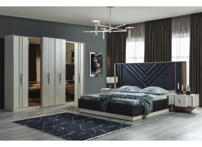 Schlafzimmer Betten Designer Kleiderschrank Holz Nachttische Garnitur