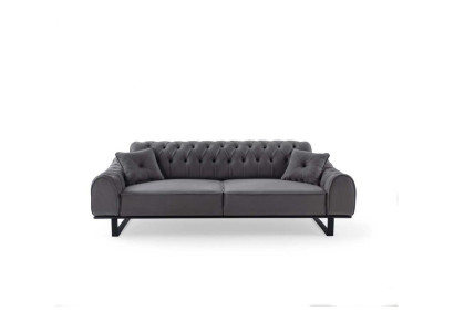 Grauer Chesterfield 3-Sitzer Edler Dreisitzer Designer Wohnzimmer Couch