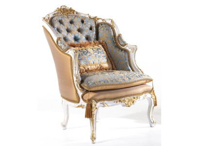 Sessel Bibliothek Lese Stuhl Ohrensessel Sofa Polster Italienische Möbel Luxus