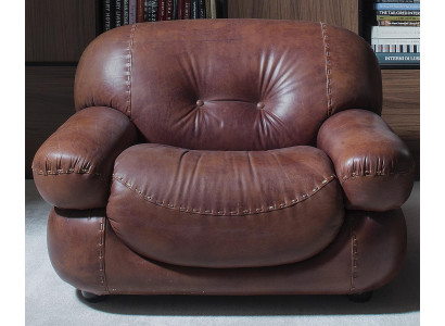 Vintage Leder Sessel Wohnzimmer Echtleder Polster Fernseh Italienische Möbel Neu